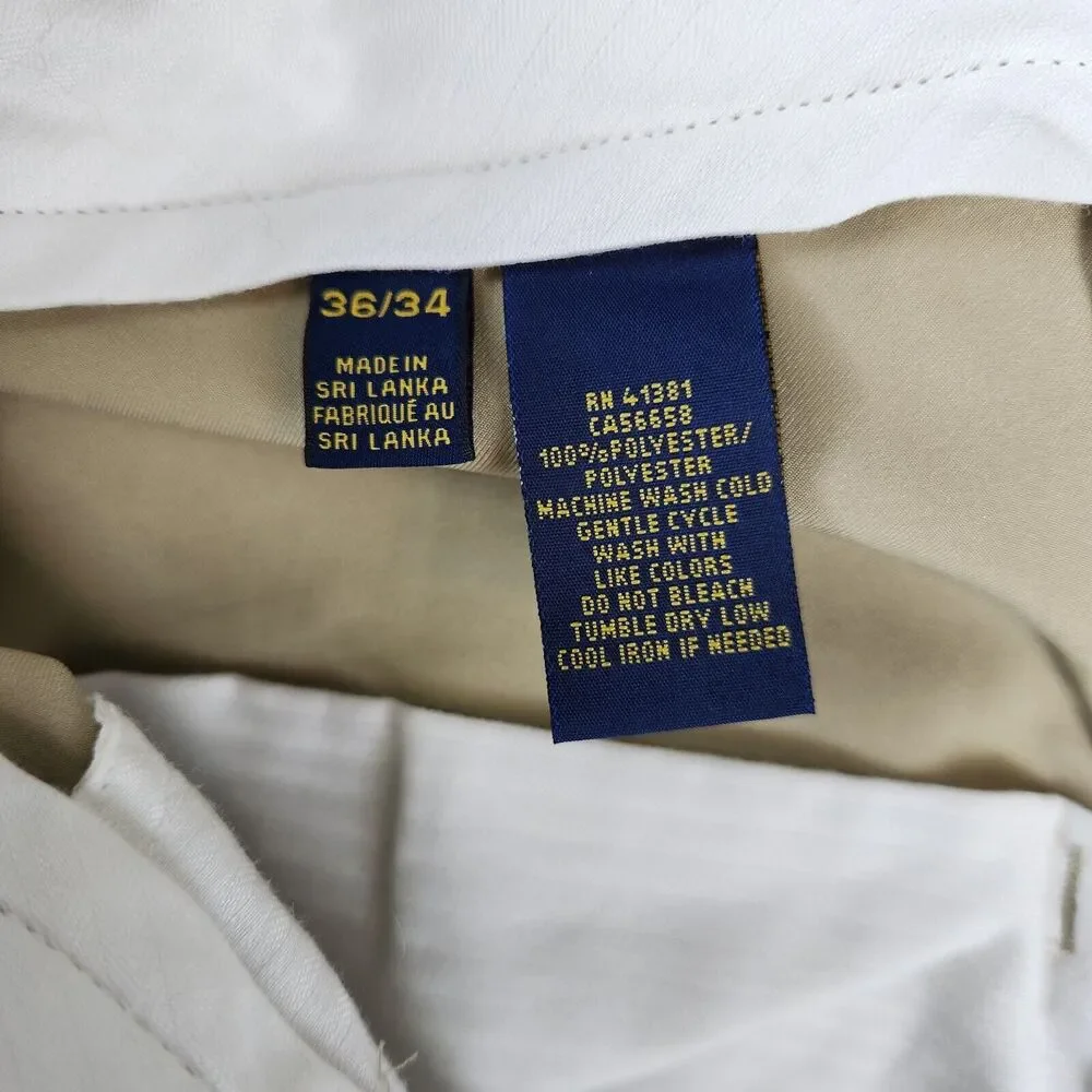 Polo Ralph Lauren‎ Mens Pants Khakis Beige 36x34 Chino Straight Slim Fit Golf